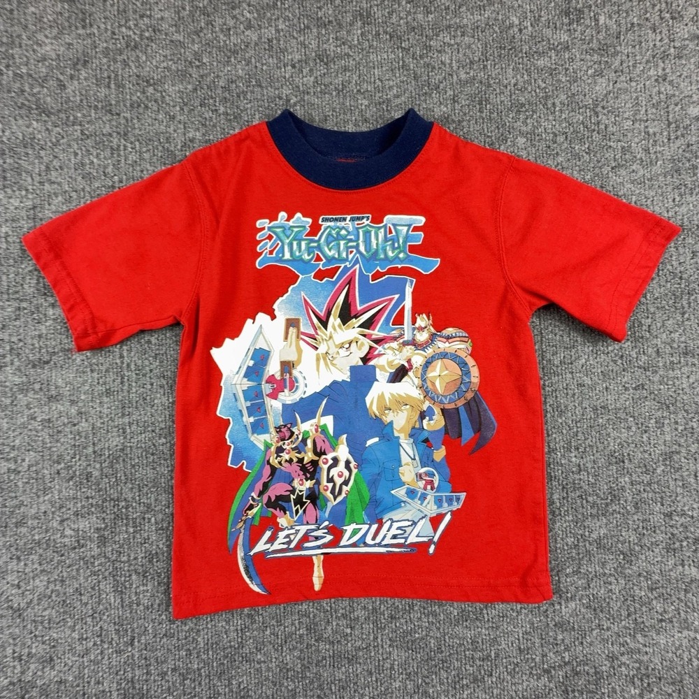 Yu-Gi-Oh! Shirt Kids 4 Red Lets Duel Anime Graphic Tee Shonen Jump T-Shirt